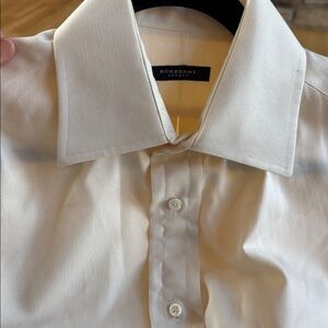 Burberry London 100% Imported Cotton Mens Cream Dress Shirt 15&1/2 Long